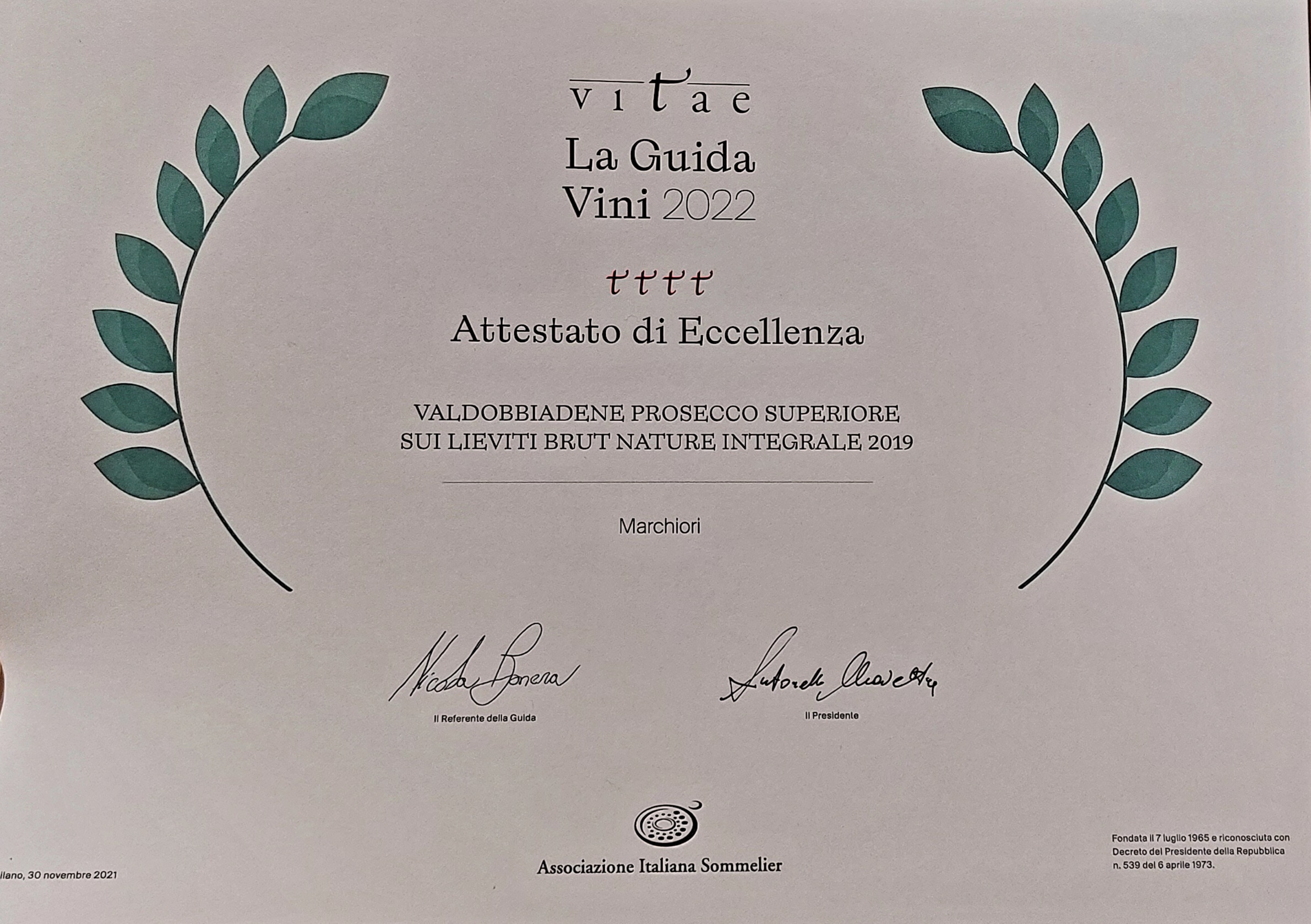 AWARD FOR INTEGRALE 2019